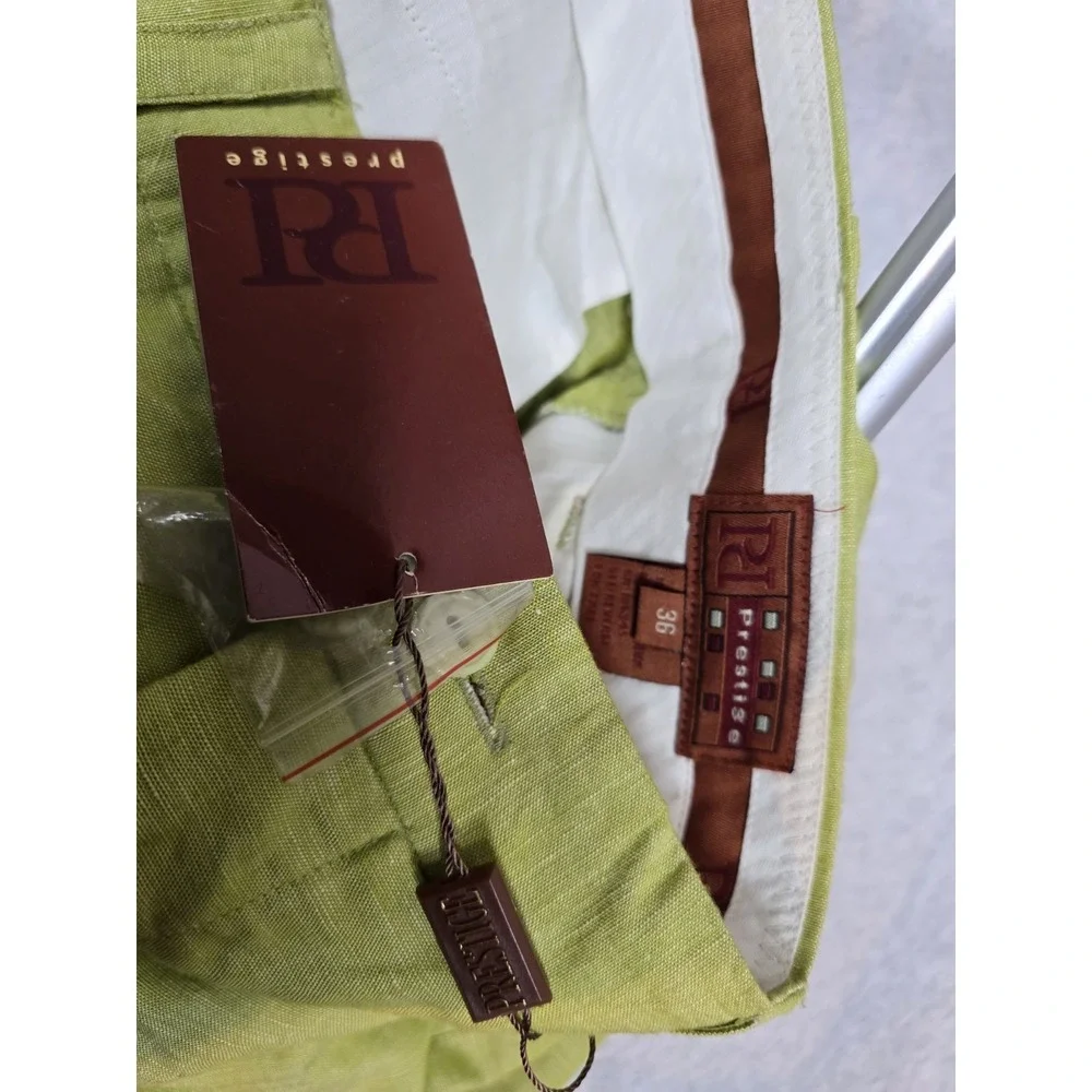 New PD Prestige Lime Colored ‎ Linen Pants In Size 36
